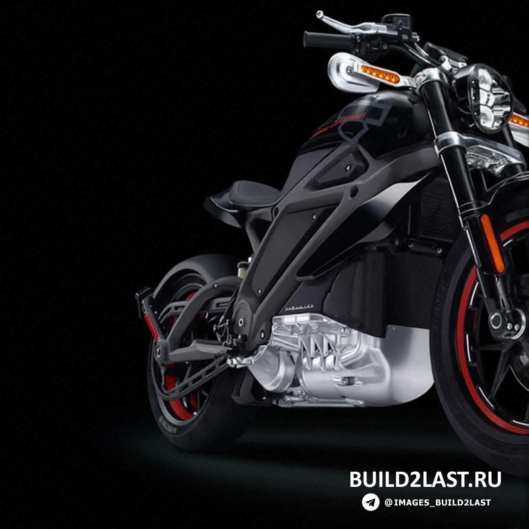 Электрический мотоцикл Harley-Davidson с красным и черным дизайном